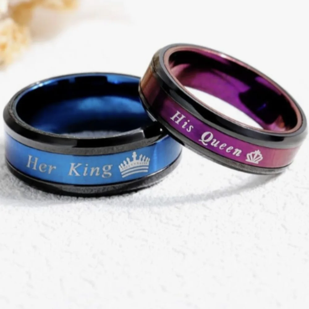 Couple Wedding Set Matching King & Queen Rings Engagement/Wedding Band Stainless